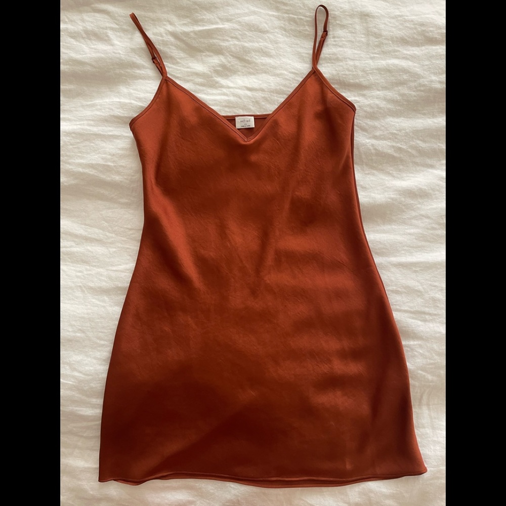 Aritzia Only Mini Slip Dress in Rust Color - NWOT